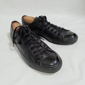 Converse All Star Chuck Taylor Leather Triple Black Low Top Size 12 Men's
